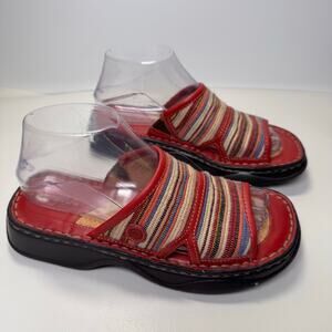 Born Multicolor Woven Leather Slide-on Sandals Cotton Boho Beach Comfort sz 7